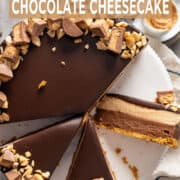 No bake peanut butter chocolate cheesecake.