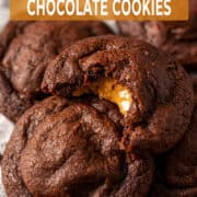 Peanut butter stuffed chocolate cookies.