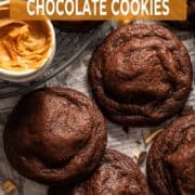 Peanut butter stuffed chocolate cookies.