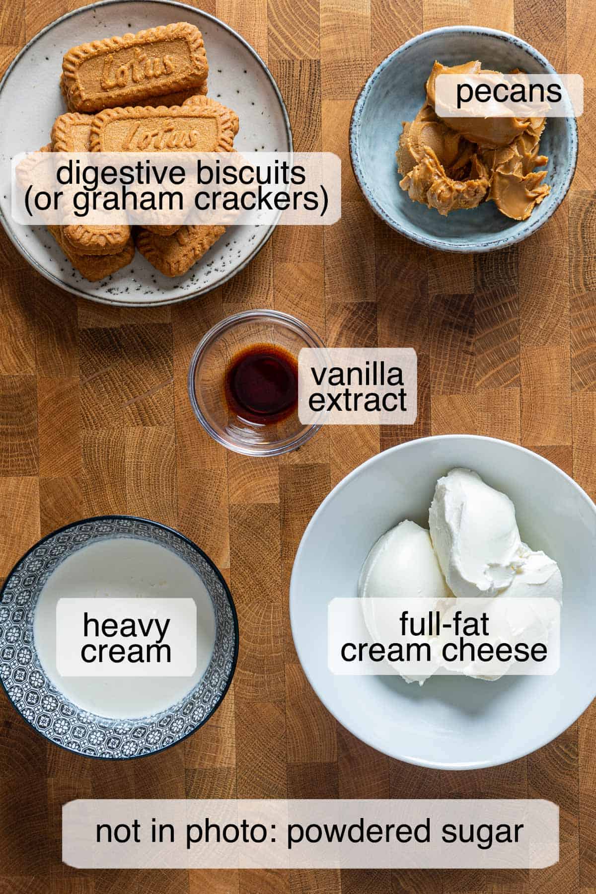 Ingredients to make no bake Biscoff cheesecake cups.