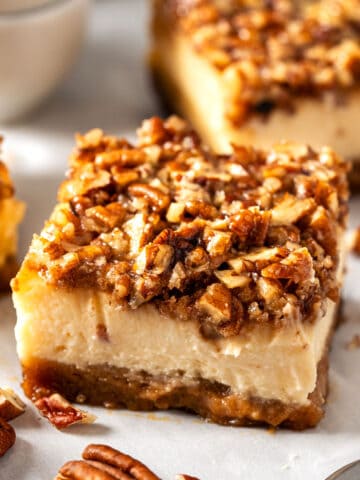 Pecan pie cheesecake bars.
