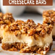 Pecan pie cheesecake bars for Pinterest.