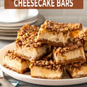 Pecan pie cheesecake bars for Pinterest.