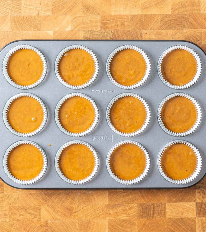 Baking gingerbread muffins.