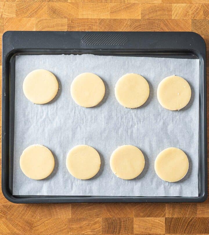 Baking the shortbread cookies.