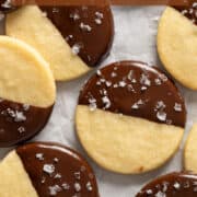 Chocolate dipped shortbread cookies for Pinterest.
