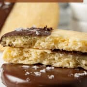 Chocolate dipped shortbread cookies for Pinterest.