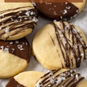 Chocolate dipped shortbread cookies for Pinterest.
