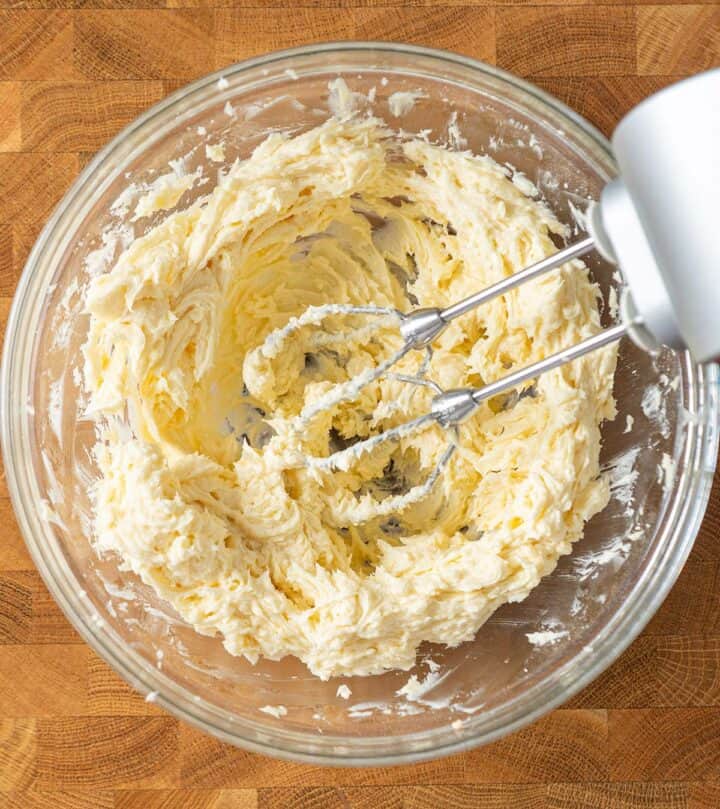 Creaming butter and sugars.