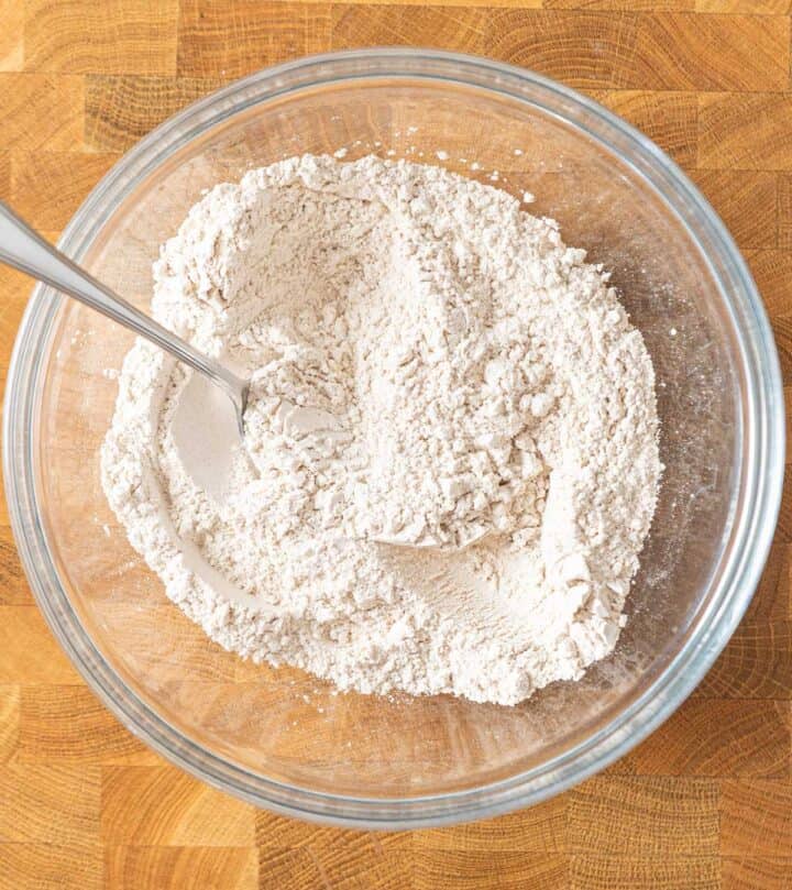 Mixing all the dry ingredients.