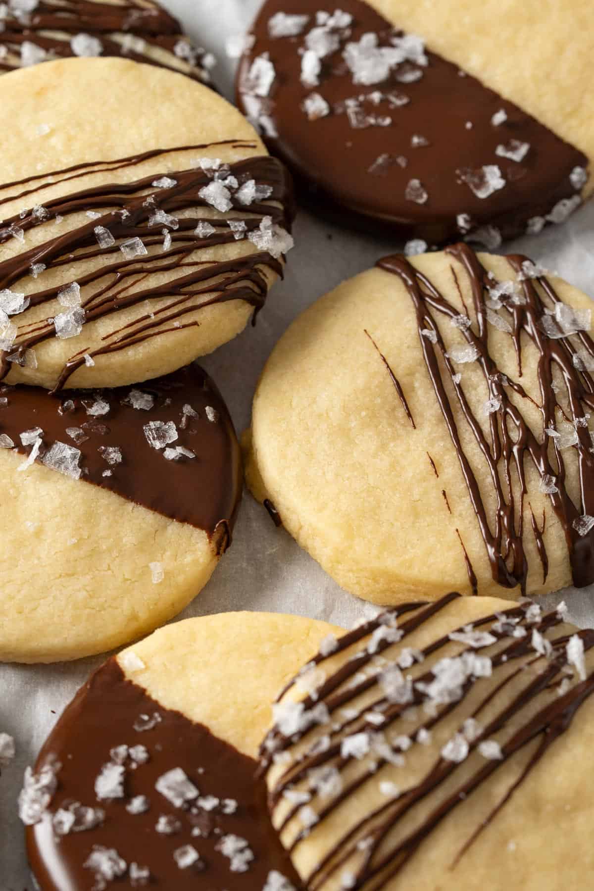 Shortbread cookies on parchment paper.