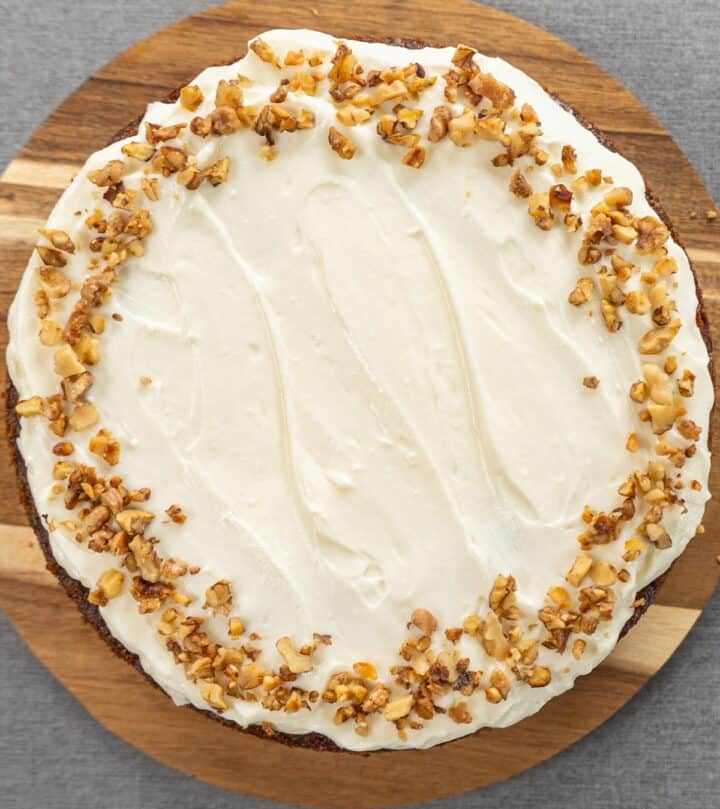 Spreading frosting on cake.