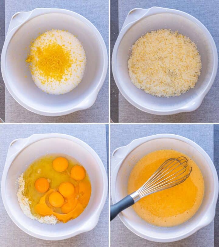 Mixing lemon mixture.