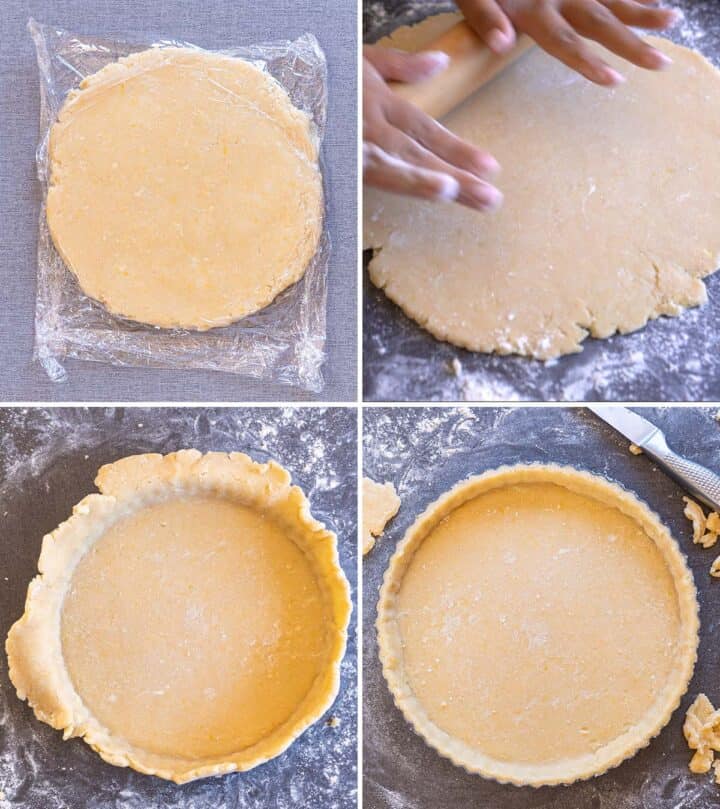 Rolling and cutting crust dough.