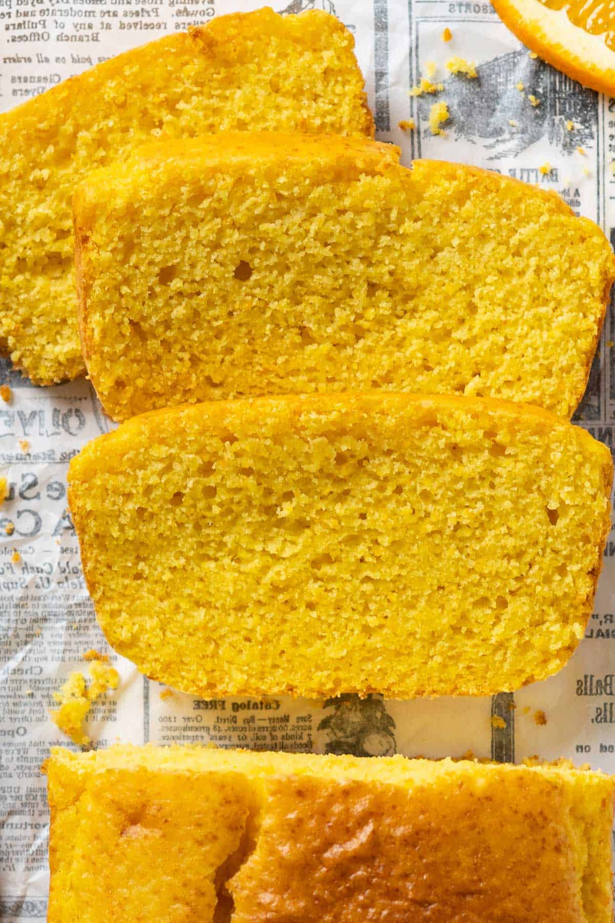 View of blender orange cake from top.