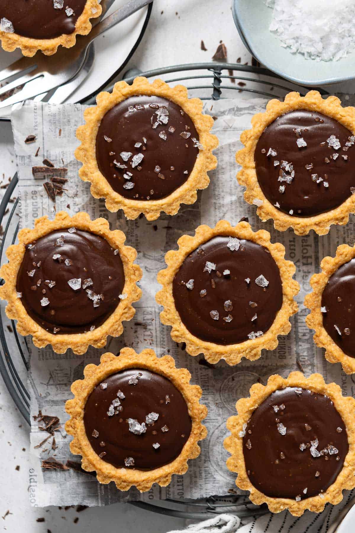 Chocolate tarts view from top.