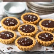 Mini chocolate tarts for Pinterest.
