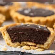 Mini chocolate tarts for Pinterest.