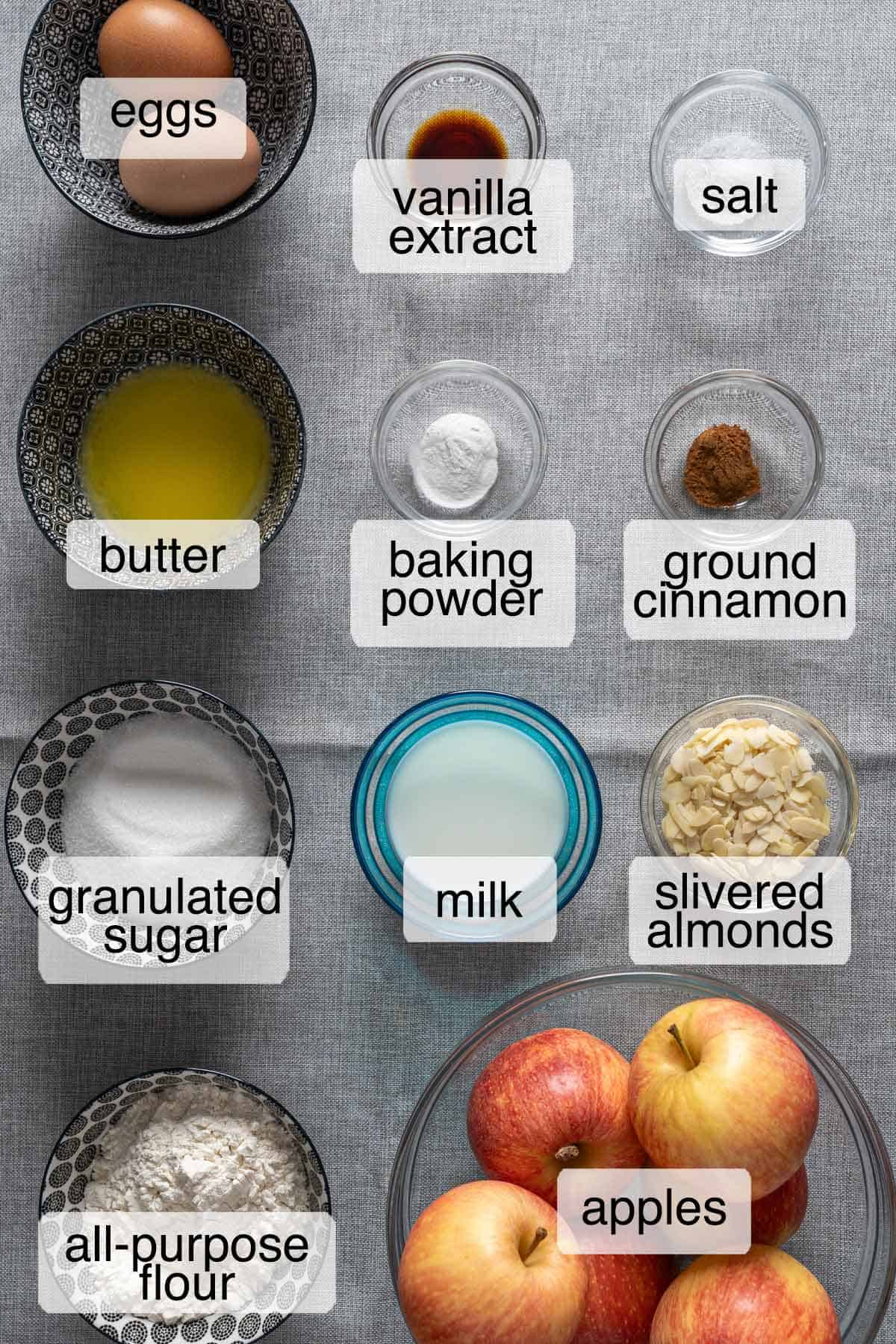 Ingredients to make invisible apple cake.