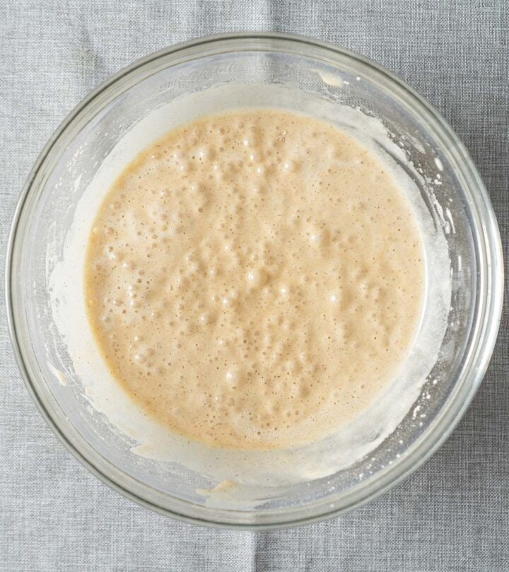 Mixing the batter.