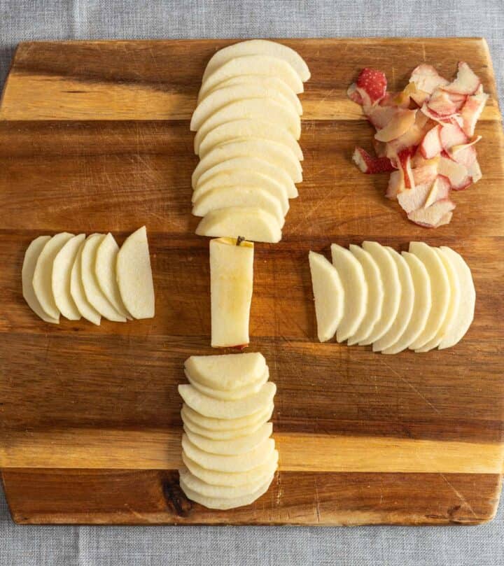 Prepping the apples.