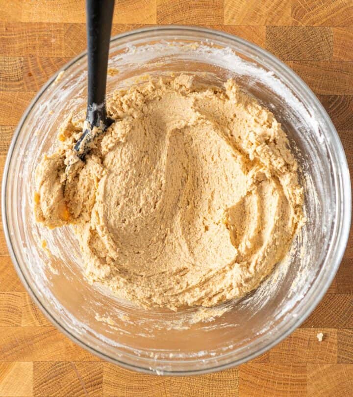 Adding dry ingredients.