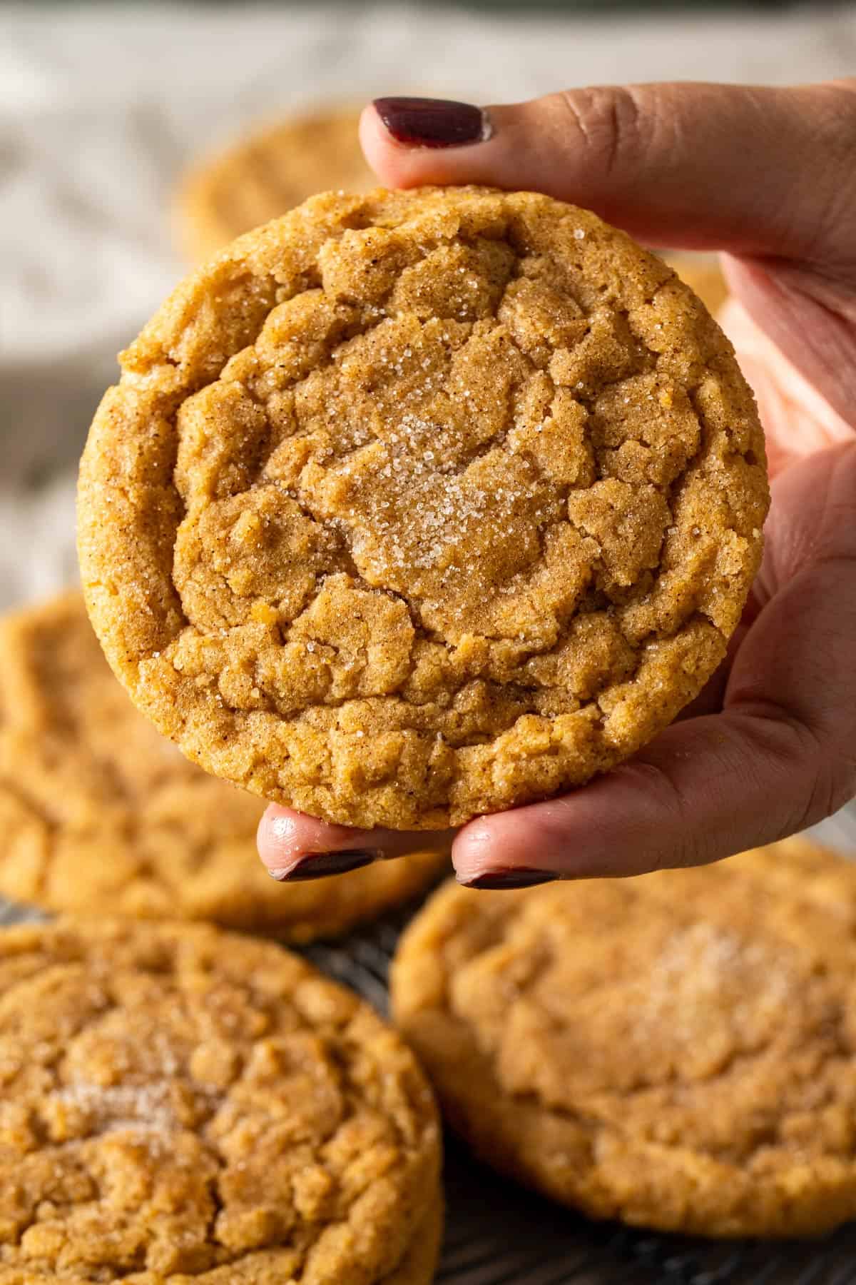 Holding a cookie showing its beautiful ripples.