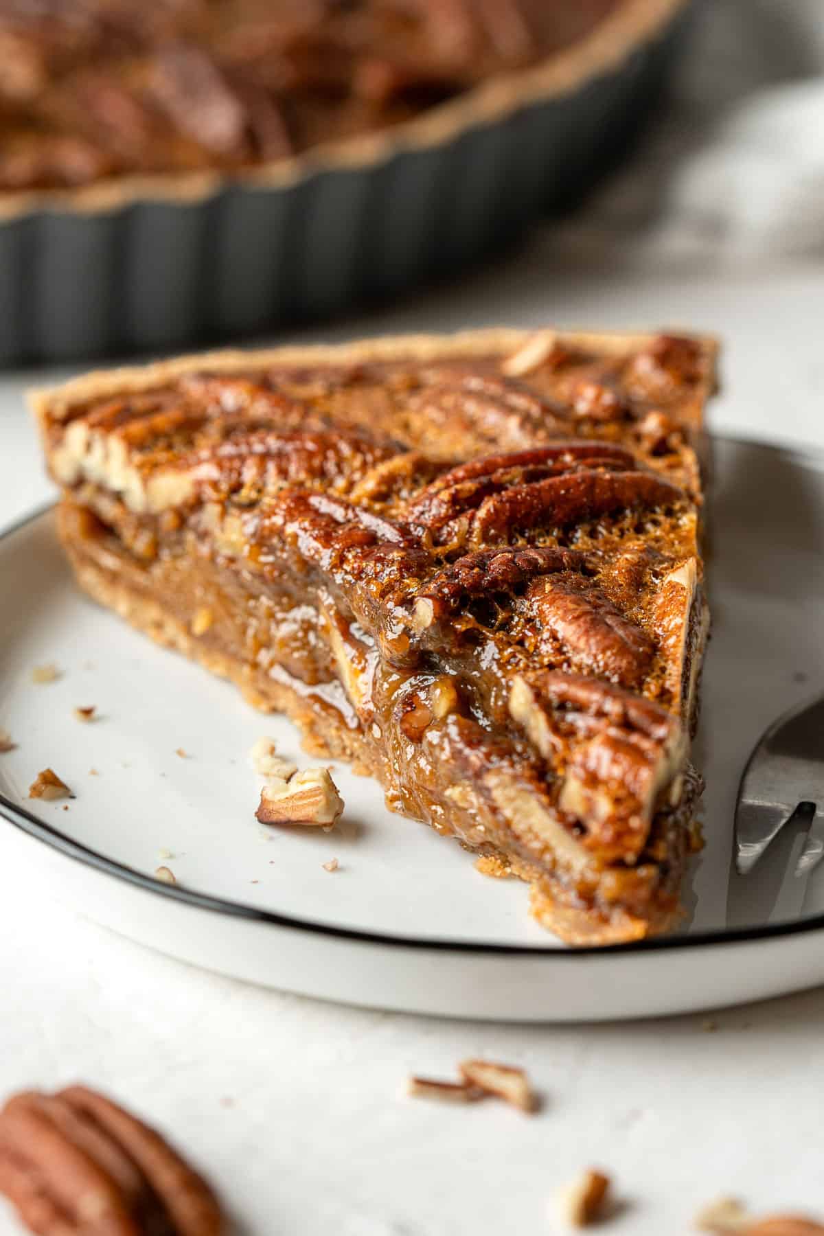 Showing the gooey filing of a sliced pie